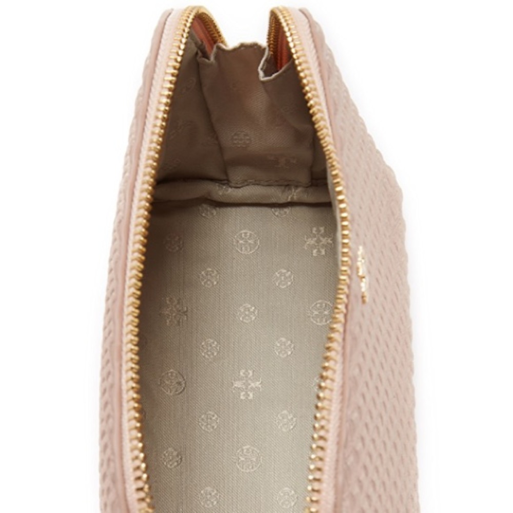 tory burch // rose gold metallic cosmetic pouch - Picture 4 of 6